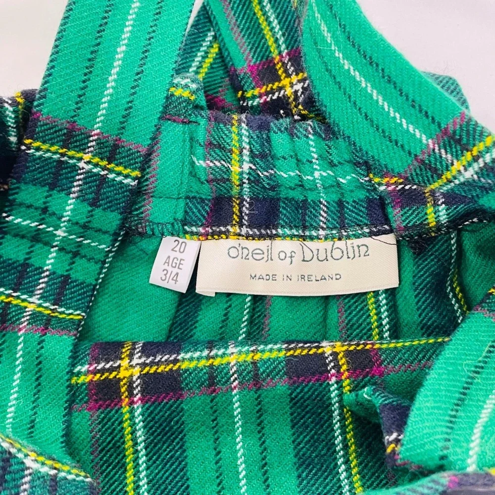 O'Neil of Dublin‎ Kilt Skirt Gordan Tartan Green Plaid Pinafore Girl's Sz 3/4